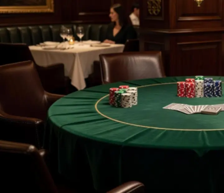 Barátságos offline póker este egy elegáns budapesti étterem lounge részében